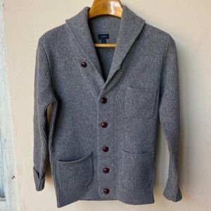 J Crew Grey Knit Lambs Wool Cardigan XS
